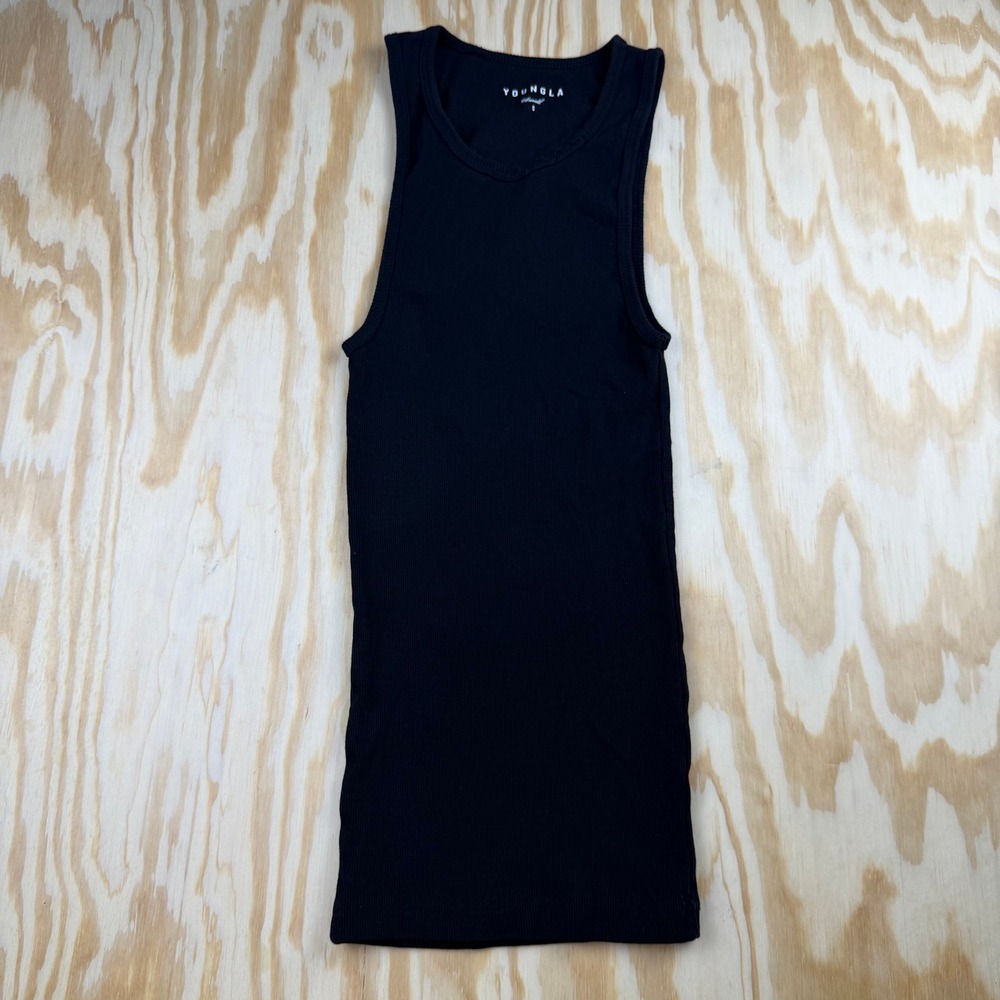 YoungLA Mens Black Ribbed Tank Top Slim Fit Gym Training Small